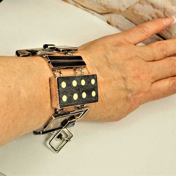 SUPER RARE HEAVY STERLING PANEL BRACELET, UNISEX GIFT, GIFT FOR MEN - Picture 8 of 13